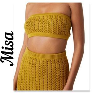 BUNDLE SET Misa Tia Bandeau Top W/ Matching Layla Skirt In Chartreuse LARGE